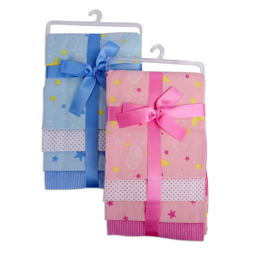 Flannel Print Receiving Blanket 4-Pack